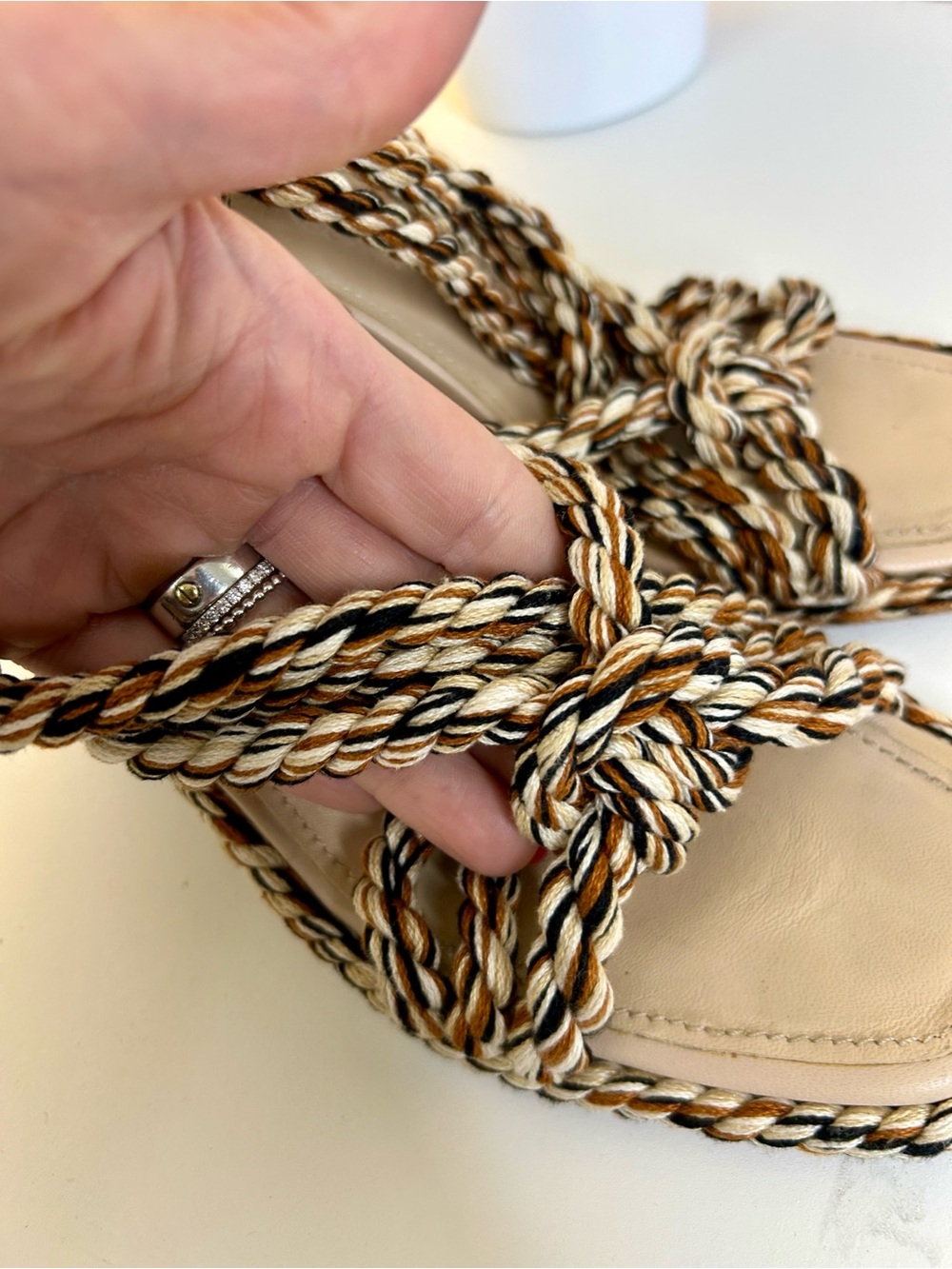 Ulla Johnson rope heel sandals-brown/black/tan-size 36/size 6 - Picture 10 of 15